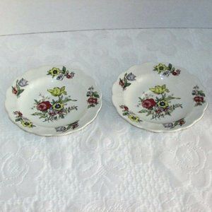 Ridgway OLD COUNTRY SPRAYS 2 Saucers Floral England Vintage Cottagecore